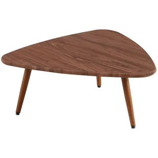Oviala Business Dreieckiger Couchtisch aus MDF dunkles Holz