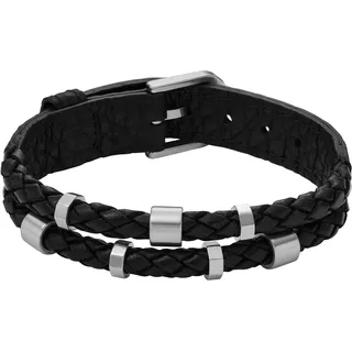 Fossil Armband Herren Leder Edelstahl schwarz JF04473040 Größe 25,6 cm