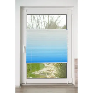 K-HOME Plissee Farbverlauf Sunrise 35 x 130 cm blau/weiß