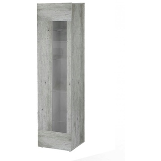 Dmora Vitrine Mimmo, Sideboard mit Glastür, Mehrzweck-Wohnzimmermöbel, 100% Made in Italy, cm 45x34h162, Zement