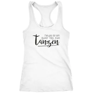 MoonWorks Tanktop Damen Tanktop heute ist ein guter Tag zum tanzen Party Techno feiern Festival Moonworks® weiß XL