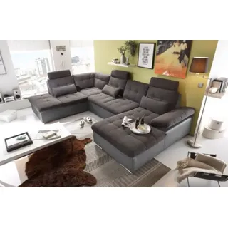 ED EXCITING DESIGN Wohnlandschaft Jakarta, mit Schlaffunktion, Bettkasten, Kopfstützen,Nierenkissen