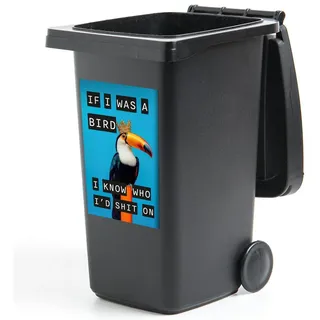 MuchoWow Wandsticker Vogel - Tukan - Blau - Zitate (1 St), Mülltonnen-Aufkleber, Mülleimer, Mülltonne, Sticker, 40x60 cm blau