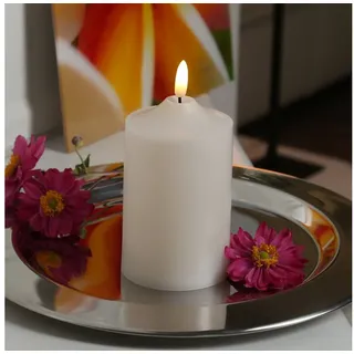 MARELIDA LED-Kerze für Außen flackernde Flamme H: 15cm D: 7,5cm outdoor Timer creme beige