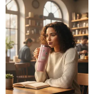 Harry Potter Giant Cup Express Thermobecher 1,2L mit Griff Edelstahl doppelwandig isoliert für heiße & kalte Getränke Rosa - One-Size
