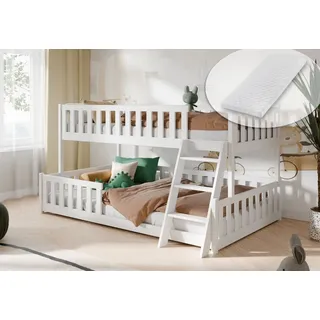 Kids Collective Etagenbett 90 x 200 / 120 x 200 cm Kiefer massiv lackiert Weiß