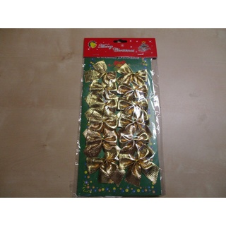 12 Deko Schleifen - Metallic gold  - Weihnachtsbaum - Adventskranz - Geschenke
