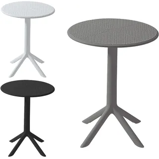 VORTIVO Gartentisch Grau wetterfest, klein und stabil – Outdoor Balkontisch rund Ø 60 cm aus Kunststoff (PP), Höhe 76 cm, für Garten, Terrasse, Balkon
