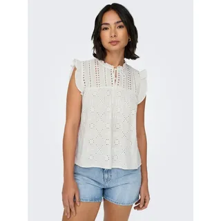 Only Blusenshirt mit Lochstickerei Weiß S