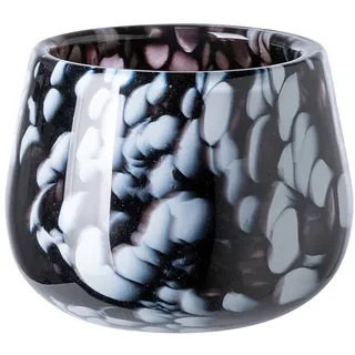 Tischvase FINK "MARLY", schwarz-weiß (schwarz, weiß), B:13,5cm H:11cm T:13,5cm Ø:13,5cm, Vasen