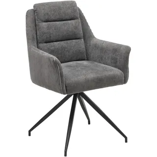 Livetastic Armlehnstuhl Cord, Grau, Holz, Metall, Textil, Pappel, Sperrholz, konisch, 61x93x61 cm, Sitzfläche 360° drehbar, Esszimmer, Stühle, Esszimmerstühle, Armlehnenstühle