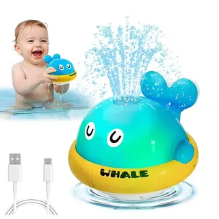 Badewannenspielzeug blau, Leuchtender spritzender Wal-Spielzeug,Wal-Sprinkler-Badespielzeug für Babys ab 1 Jahr,Leuchtend Badespielzeug Baby,Badewann Spielzeug Kinder Geschenk für Jungen und Mädchen