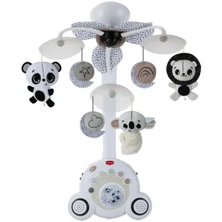 Tiny Love Soothe 'n Groove Mobile, 2in1 Musik Mobile Baby elektrisch, 0M+, in ein Mobile Babybett für unterwegs verwandelbar, visuelle Stimulation, 18 Melodien, 40 Minuten Musik, Black&White Décor