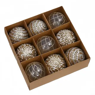 9 Stück Weihnachtskugel-Ornamente, für Weihnachtsbaumschmuck, bruchsichere Kugel-Ornamente, mit Aufhängeschlaufe, für Feiertagsparty-Dekoration (Champagner)