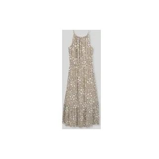 Tailliertes Freizeitkleid aus reiner Viskose, Khaki, 46