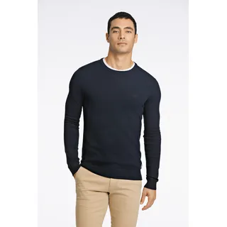 Strickpullover LINDBERGH, Herren, Gr. XL, blau (navy), Strick, Obermaterial: 80% Viskose, 20% Nylon, bestickt, unifarben, slim fit hüftbedeckend, Rundhals, Bündchen, Pullover Strickpullover, mit Logo-Stickerei