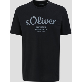 s.Oliver - T-Shirt mit Label-Print, Herren, schwarz, M