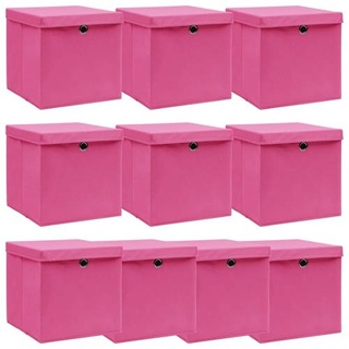vidaXL Aufbewahrungsboxen mit Deckeln 10 Stk. Rosa 32x32x32 cm Stoff