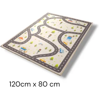 Kinderteppich Spielteppich 120x80cm Autoteppich weich Straßen Design