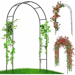 Rosenbogen Torbogen Rankenbogen Rosenspalier Rundbogen Türen Rankhilfe Metall Garten Pergola - Schwarz