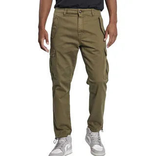 REDEFINED REBEL Jolan Herren Cargo-Hose im Utility-Look Anti Fit Baumwoll-Hose Ankle-Stil mit Tunnelzug am Beinende 226027 Oliv-Grün - XS