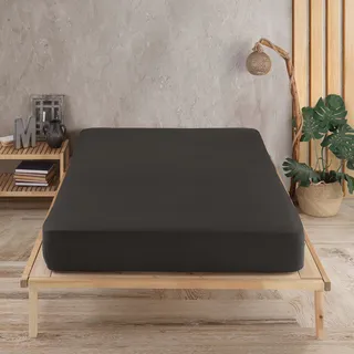 vency Spannbettlaken Baumwolle-Jersey 100 x 200 cm Schwarz