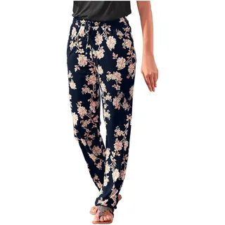 Haremshose Damen Sommer Boho Sommerhosen Damen Leicht Und Luftig Lang Schlupfhosen Blumen Hose High Waist Pumphose Atmungsaktiv Freizeithose Mit Kordelzug Und Taschen Locker Hosen