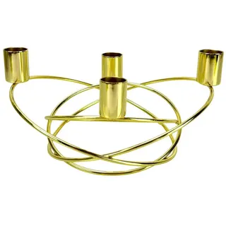 Online-Fuchs Kerzenhalter für 4 Stabkerzen - moderner Kerzenständer, Adventskranz aus Metall (Silber oder Gold, Swing), modern und zeitlos im Design goldfarben