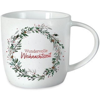 Grafik-Werkstatt Kaffeetasse mit Spruch 300 ml | Porzellan-Tasse Weihnachten | Wundervolle Weihnachtszeit
