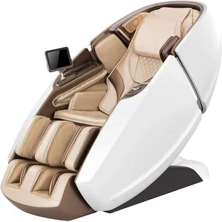 NAIPO Massagesessel 3D mit Aufbauservice, High-End Massagestuhl mit Tablet beige|weiß