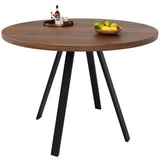 LuxusKollektion Esstisch Esstisch rund 80 cm H75 cm Walnuss schwarze Metallbeine (1-St) bunt