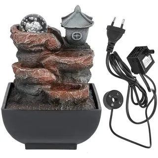Tischbrunnen Mit Led-kugel, Bürobrunnen, Fließende Wasserdekoration, Hofdekoration, Tischbrunnen Mit Wasserfallfunktion Für Den Innenbereich, Kleiner Brunnen (me).