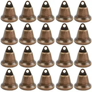 Vintage Glocke Bronze 20 PCS 38MM Vintage Glöckchen Schellen, Metallglöckchen Kleine Glöckchen Vintage für Hunde Türglocke Weihnachtsglocke Windspiele Machen