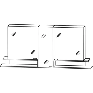 Puris c!mano Serie B Spiegelschrank 180 x 80 cm mit 3 Türen und 2 Regalen beidseitig geöffnet, Badmöbel,