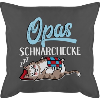 Kissen 50x50 - Deko Kissen Opa Geschenk - Opas Schnarchecke Katze - weiß/blau - 50 x 50 cm - Grau - opas schnarchecke Kissen - GURLI Kissen mit Füllung