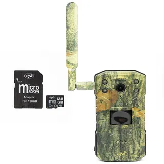 PNI Hunting 250C Jagdkamerapaket mit 4G LTE-Duplex-Internet 128 GB MicroSD-Speicherkarte mit SD-Adapter