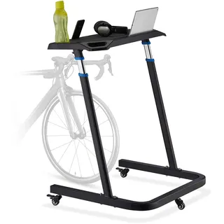 Relaxdays Multifunktionspult höhenverstellbar, Laptoptisch mit Rollen, Stehpult, Fahrradtisch, Höhe: 87-135 cm, schwarz