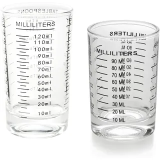 2 Stück Cl Messbecher, Cocktail Messbecher 90ml, 120ml, Cocktail Shot Glas, Espresso Schnapsgläser, für Tequila, Wodka, Kaffee, Milch (Schwarz)