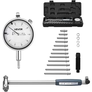Vevor Innendurchmesser Messuhr Set, Messuhr mit 0,03 mm Genauigkeit, 0-6,35 mm Bohrungsmessgerät, Bohrungslehre mit Stange, Aufbewahrungskoffer, Ambosse für industrielle Bearbeitungsmessungen