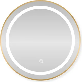 SensaHome Runder LED-Badezimmerspiegel – Dimmbare Wandspiegel mit Beleuchtung – Metallrahmen – 2700K/4500K/6400K – 50 cm – Gold - Gold