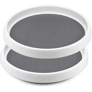 wintfarm 2 Stück Lazy Susan Drehteller Gewürzregal drehbarer Gewürzhalter Kühlschrank Organizer aus Kunststoff für Gewürze Gewürzflaschen Öl Zutaten Gläser Kochen(30cm)