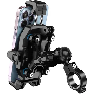 iMESTOU Motorrad Handyhalterung Anti-Vibration für 5.6"-7.4“ Smartphones | Mit 4 Stoßdämpfern, Für 22–32 mm Lenker, 720° Verstellbare, Für Max. 13mm Dicke Handys, Passend für Fahrräder/Motorräder