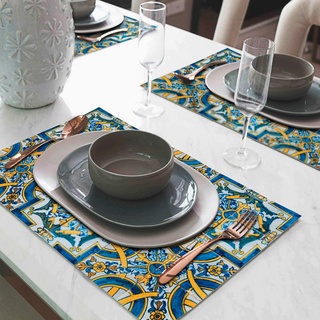 mySPOTTI Tischset »Sicilia«, rechteckig, Kunstleder, blau/weiß/gelb - bunt