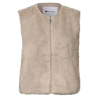 STREET ONE Fake-Fur Weste beige/khaki XL
