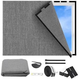 Fenster Verdunkelung, Ohne Bohren 100% lichtundurchlässig, Sonnenschutz Dachfenster Reise Verdunklungsrollo, Innen Sonnenschutz Fenster, Verstellbar und Abnehmbar (grau, 150 * 200)