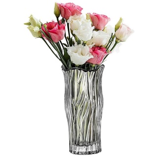 Homewit Tischvase Klare Glasvase, Kristall Blumenvase, für Wohnzimmer Hochzeit (1 St), Röhren-Blumenvase, Hydrokultur Pflanzen Küche Deko grau