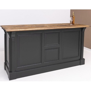 Casa Padrino Barschrank Landhausstil Bar Theke Schwarz / Braun 191 x 68 x H. 95 cm - Massivholz Thekentisch - Bartisch - Massivholz Bar Möbel im Landhausstil