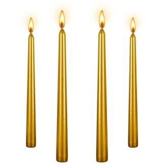 Lange Metallische Stabkerze, spiralförmig, 25,4 cm, winddicht, tropffrei, spiralförmig, lange Kerzen, Wachs, geruchlos, 4 glänzendes Gold
