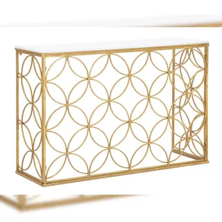 Mauro Ferretti Sternförmiger Konsolentisch aus goldfarbenem Metall und weißem Marmor, 120 x 40 x 80 cm – Geometrisches rechteckiges Design – Retro-Glamour-Eleganz fü