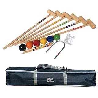 GICO Hochwertiges Krocketspiel für 6 Spieler in Transporttasche mit Spielanleitung - Schlägerlänge 80 cm – EU Qualität – 3226
